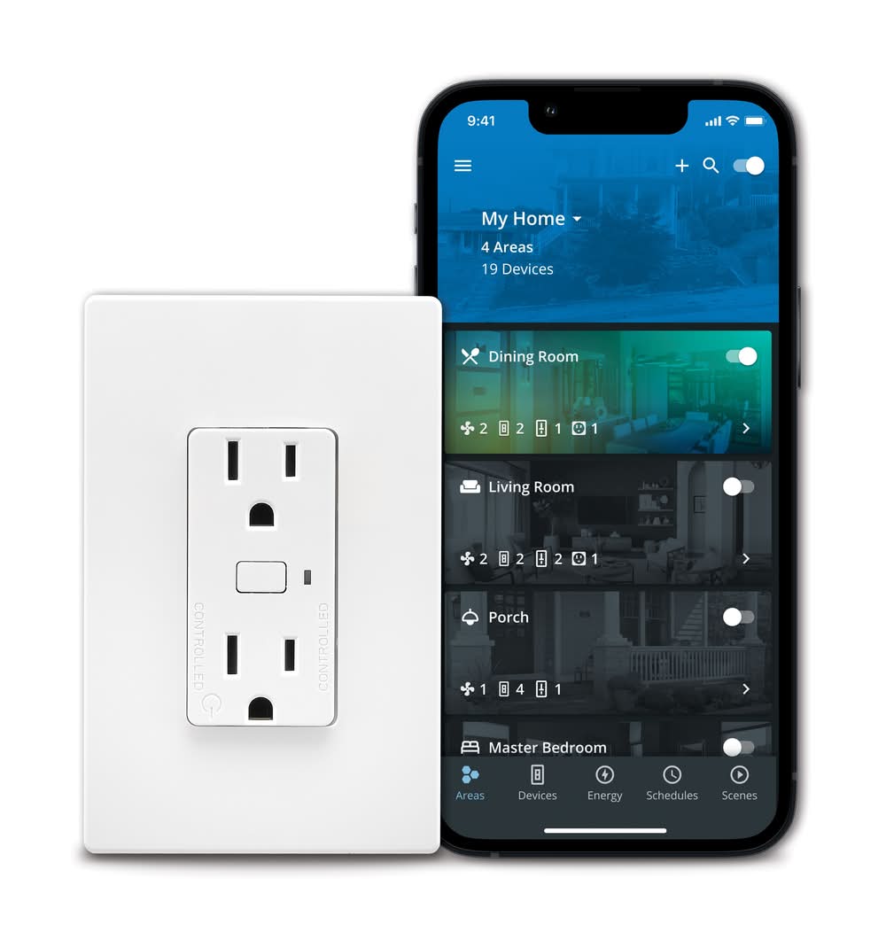 Eaton Wi-Fi Smart 15 -Amp 125-volt Tamper Resistant Residential Decorator Smart Compatible Outlet Receptacles , White