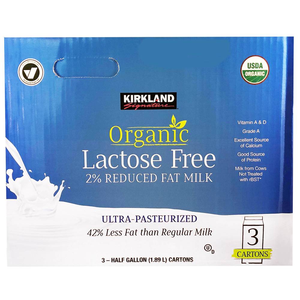 Kirkland Signature Organic 2% Reduced Fat Milk (3 x 1.89 L)