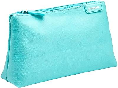 Poppin Medium Accessory Zipper Canvas Pouch, Aqua/Coral (103731)
