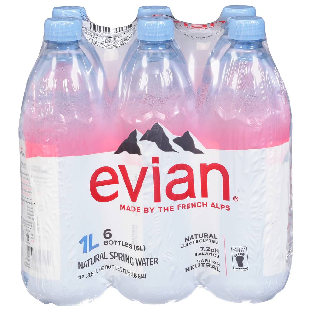 Evian Natural Spring Water (6 x 33.81 fl oz)