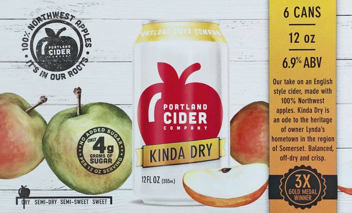 Portland Cider Company Kinda Dry Apple Hard Cider (6 ct, 12 fl oz)