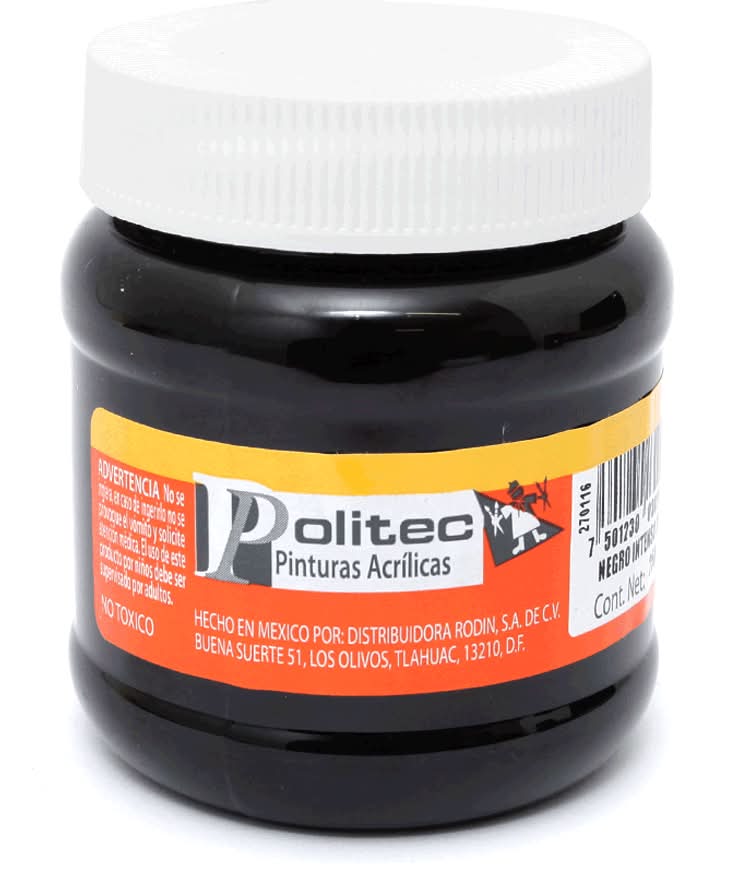 Politec · Pintura acrílica 302, negro intenso (250 ml)