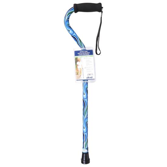 Drive Adjustable Offset Handle Blue Swirl Cane With Hand Grip