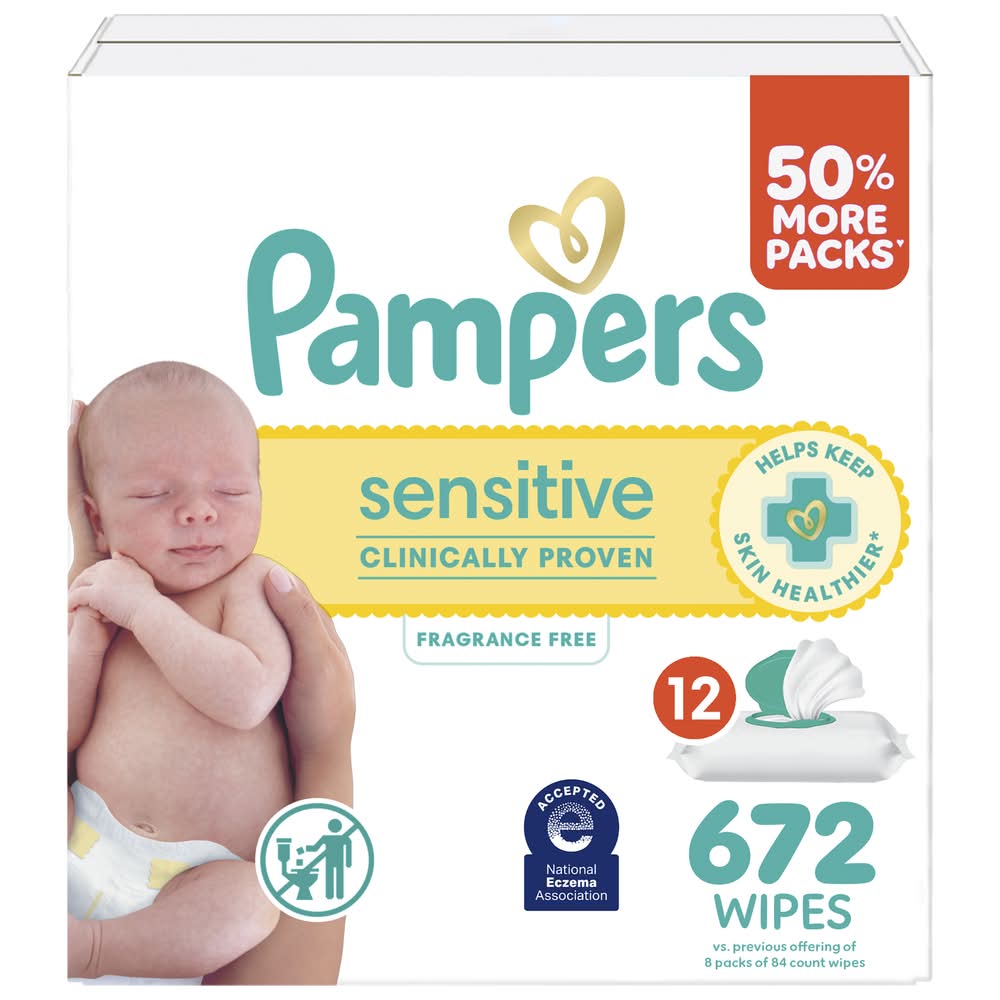 Pampers Sensitive Baby Wipes, 7x6.7 in (8 x 84 ct)