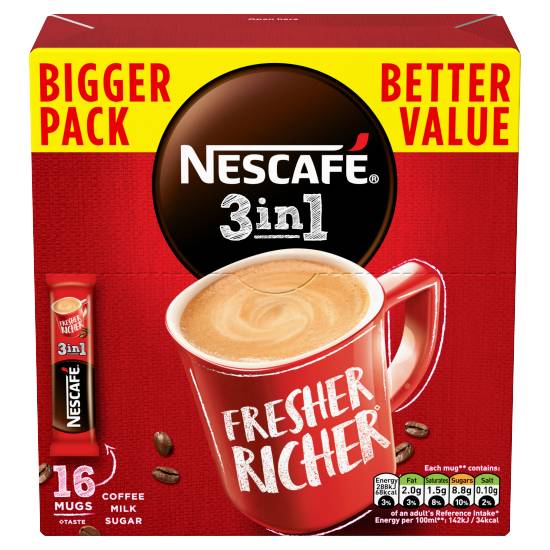 Nescafé Nescafe 3in1 Instant Coffee (16 pack , 272 g)