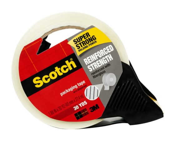 Scotch® Reinforced Strength Strapping Packaging Tape, 1-15/16" x 30 Yd, Clear