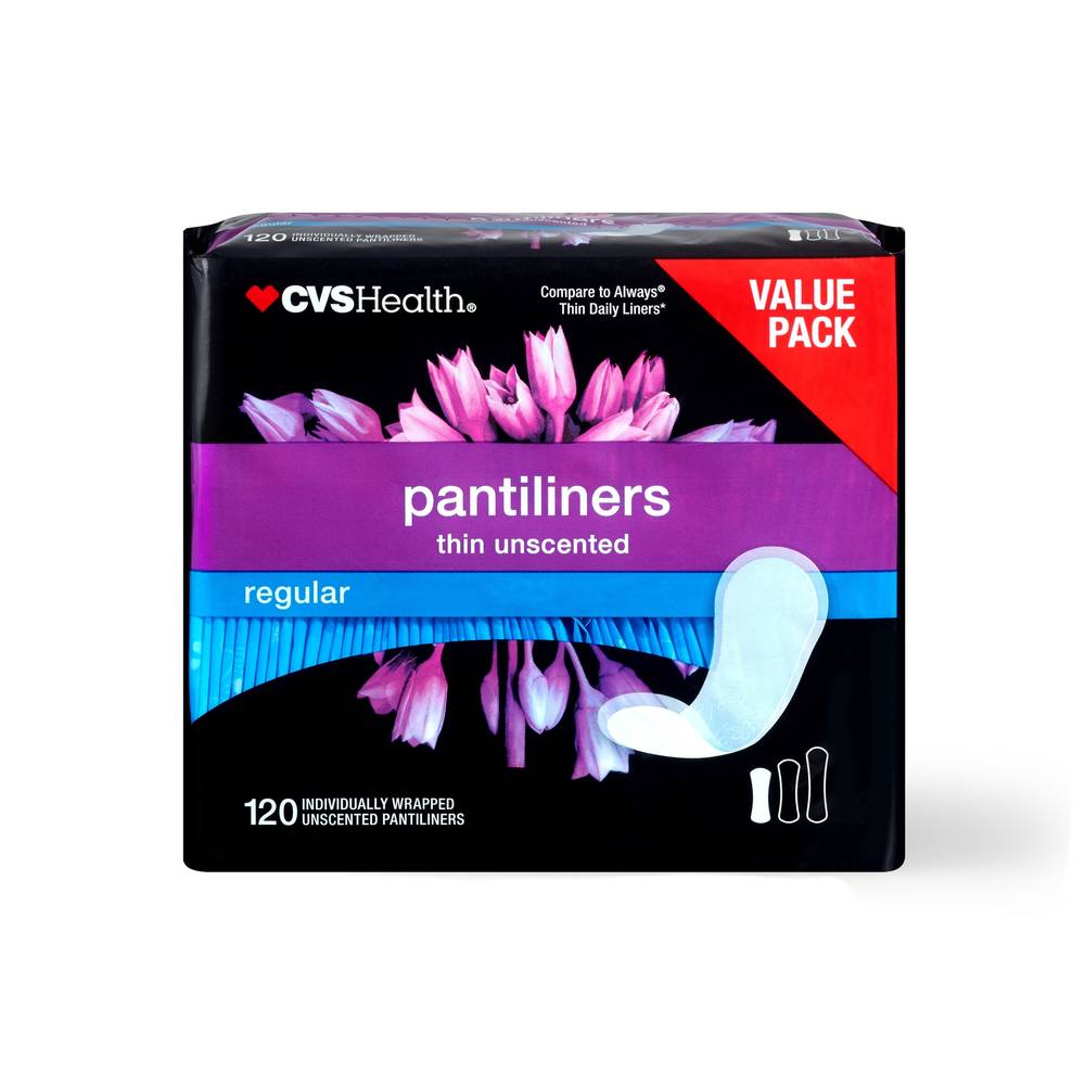 CVS Health Thin Panty Liners, Unscented, Regular, 120 CT