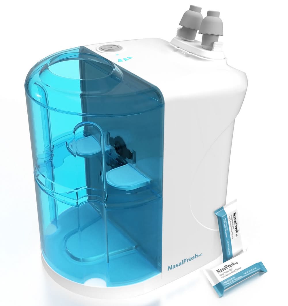 Spa Sciences Nasalfresh Md Dual Powered Nasal Irrigation System & Saline Packets (30 ct)