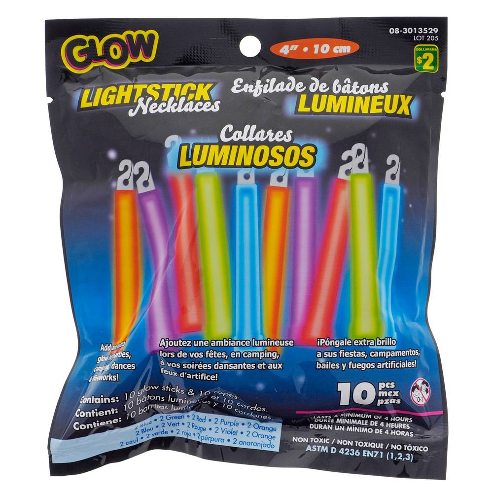 Glow Lightstick Necklaces, 4'', Assorted (10 ct)