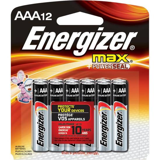 Energizer · Max alkaline AAA batteries (12 units)