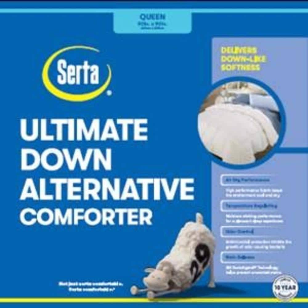 Serta White Solid Full/Queen Comforter with (Down Alternative Fill) | 1639489