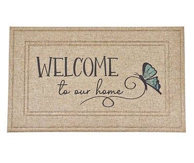 Soho "Welcome" Beige Butterfly Doormat