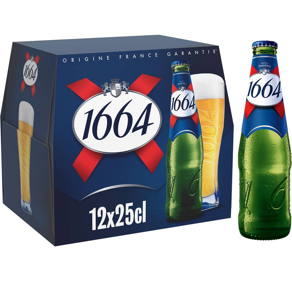 Kronenbourg 1664 - Bière lager blonde (12 pièces, 250 ml)