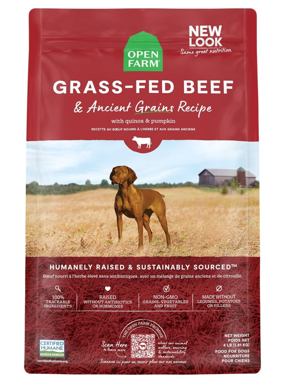 Open Farm Grass-Fed Beef & Ancient Grains Recipe Dog Food, 4 lb