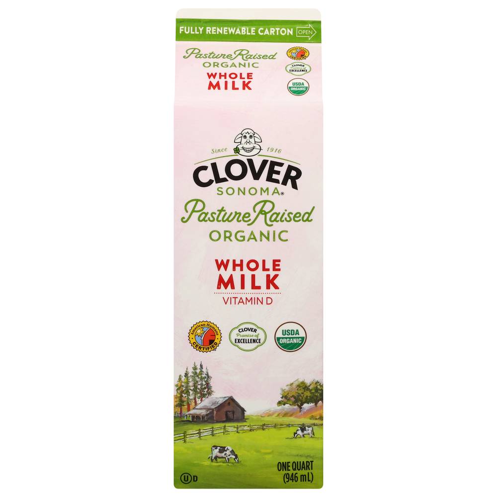 Clover Organic Vitamin D Whole Milk (1 quart)