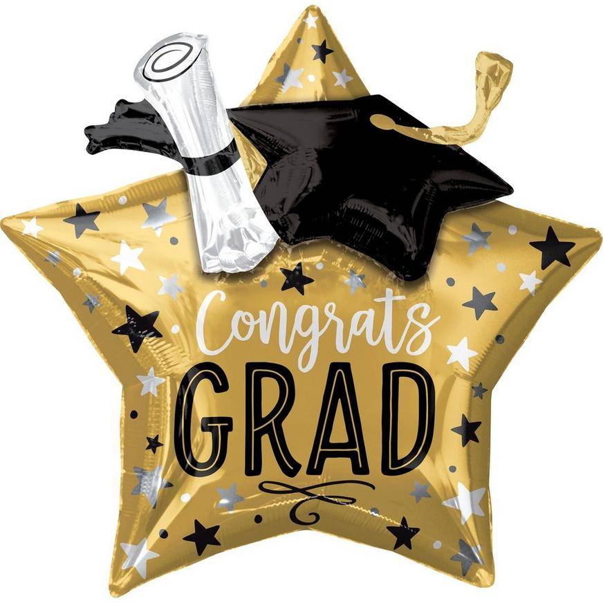 Uninflated Giant 3D Congrats Grad Star Graduation Balloon, 28in