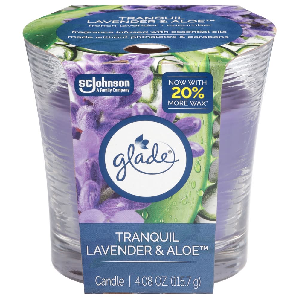 Glade Single Wick Candle, Tranquil Lavender-Aloe (4.08 oz)