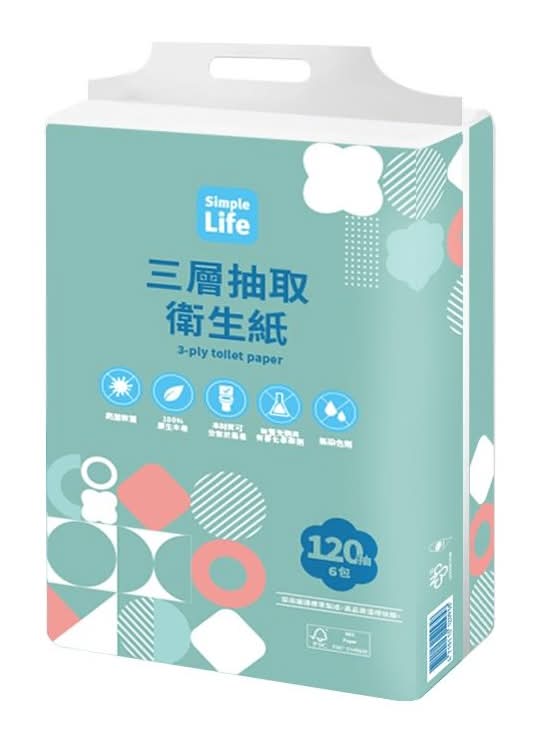 Simple Life 三層抽取式衛生紙 (120 入 x 6)