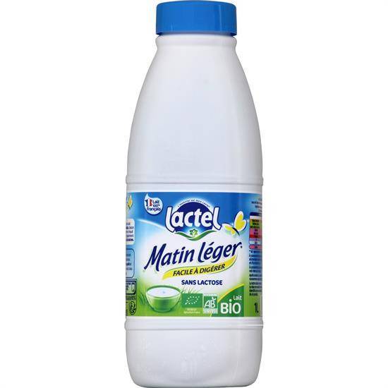 Lactel - Matin léger lait bio sans lactose uht demi-ecrémé (1 L)