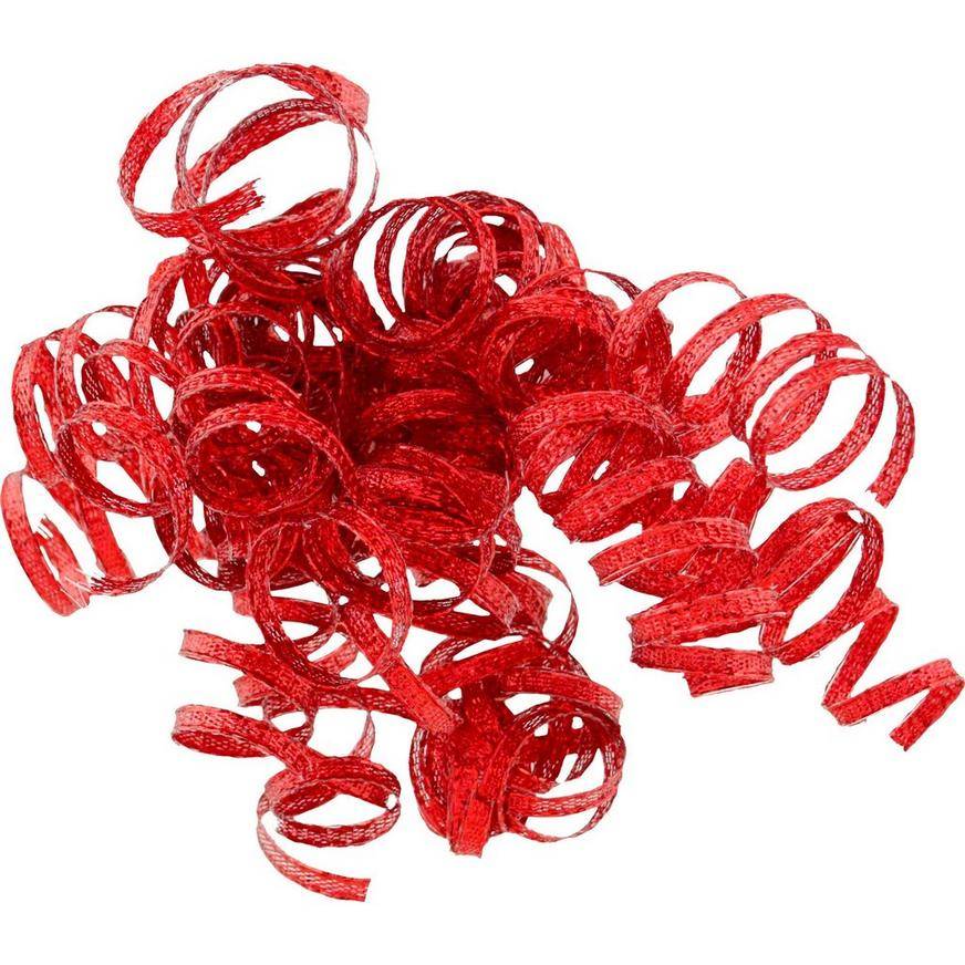 Party City Glitter Curled Gift Ribbons, Red