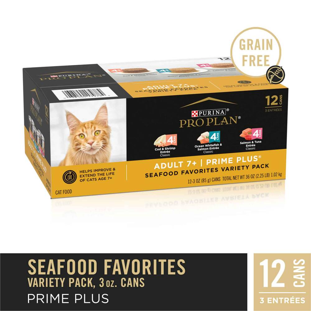 Pro Plan Grain Free Prime Plus Senior Wet Cat Food (12 ct) (assorted)