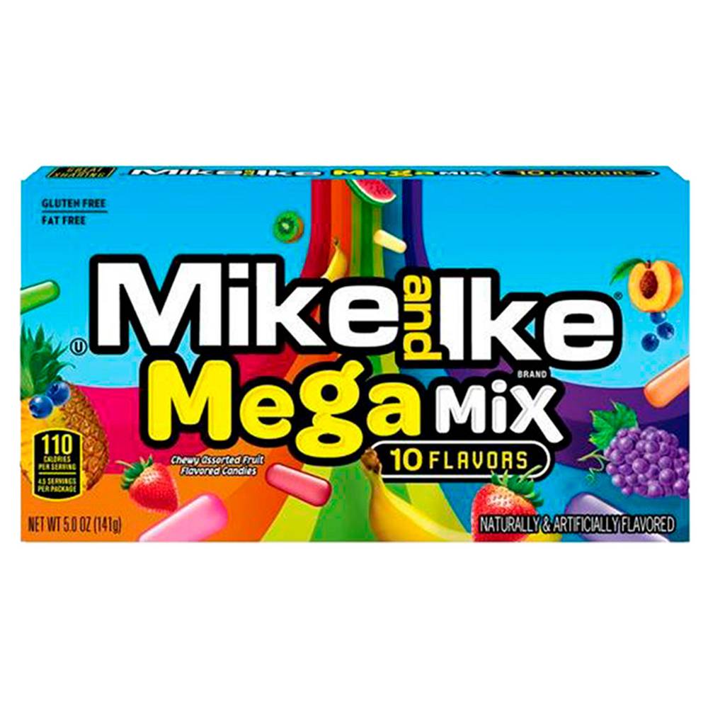 Mike and Ike Mega Mix Chewy Assorted Fruit Flavored Candies x10 141g