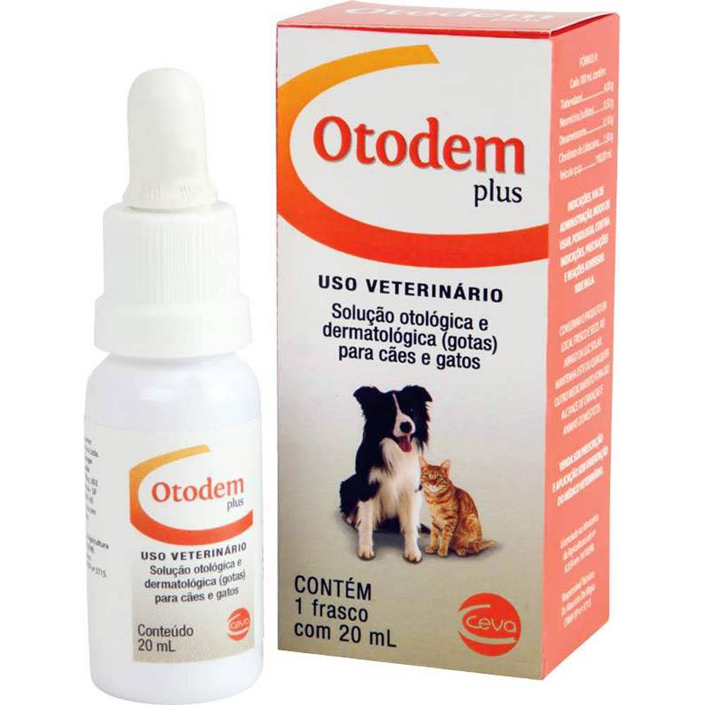Ceva solução otológica e dermatológica otodem plus para cães e gatos (20ml)