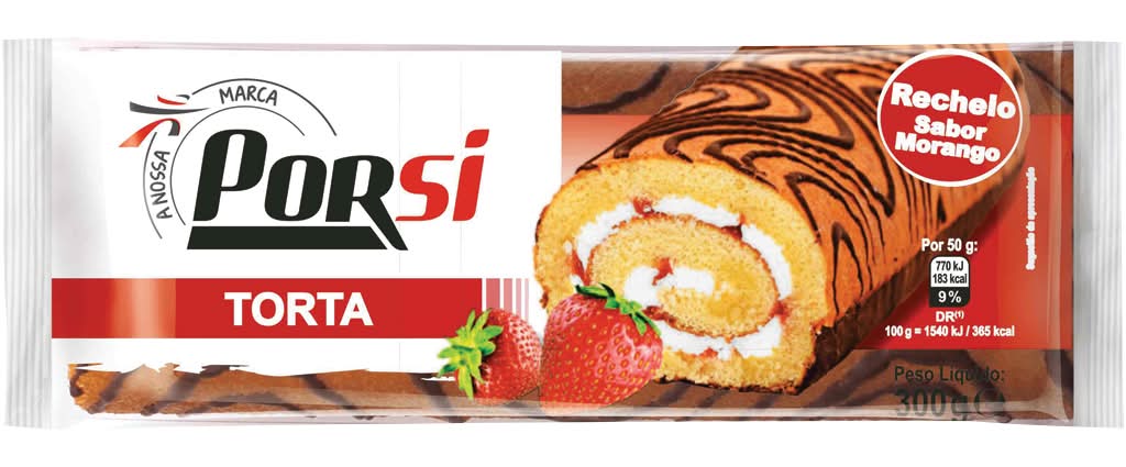 PorSi - Torta recheio morango, embalagem de 300g
