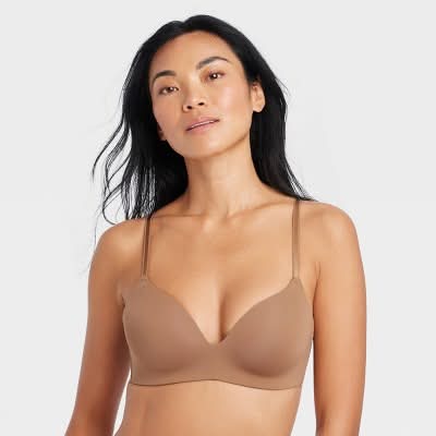 Auden Bliss Lightly Lined Wirefree Bra, Women, 32D, Brown
