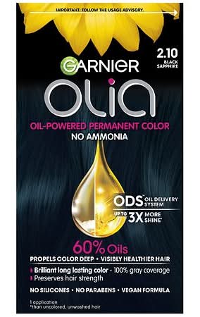 Garnier Olia Oil Powered Permanent Hair Color, 2.10 Black Sapphire