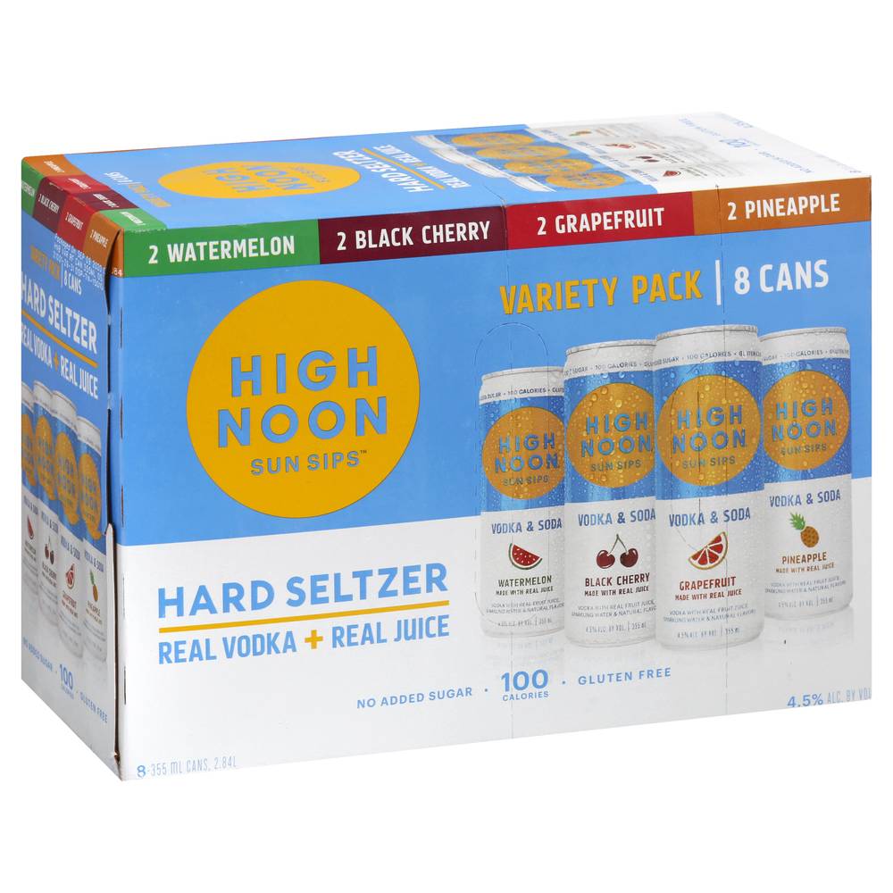 High Noon Sun Sips Hard Seltzer Variety pack, Assorted (8 x 355 ml)