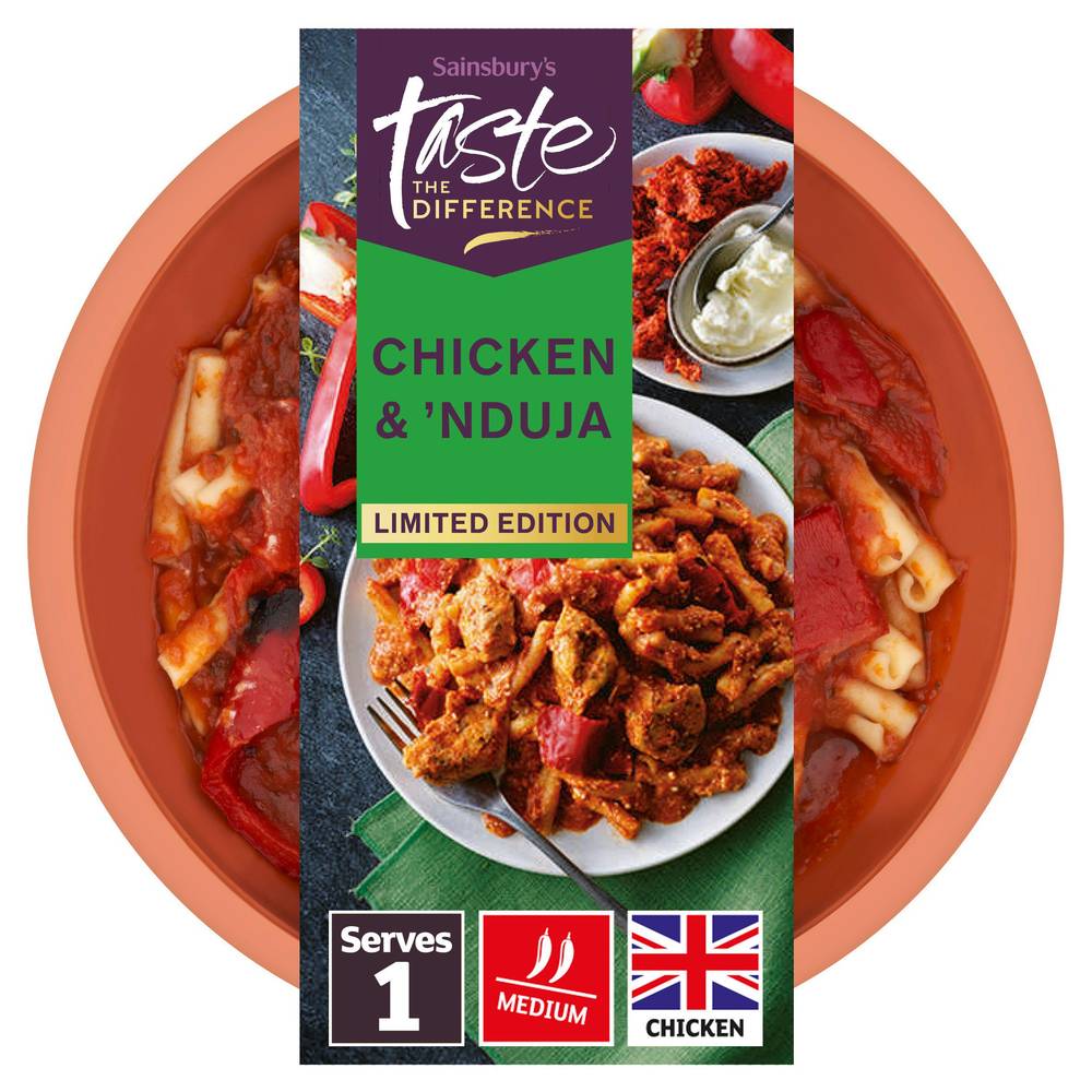 Sainsbury's Taste the Difference Chicken and 'Nduja With Casarecce Pasta (400g)