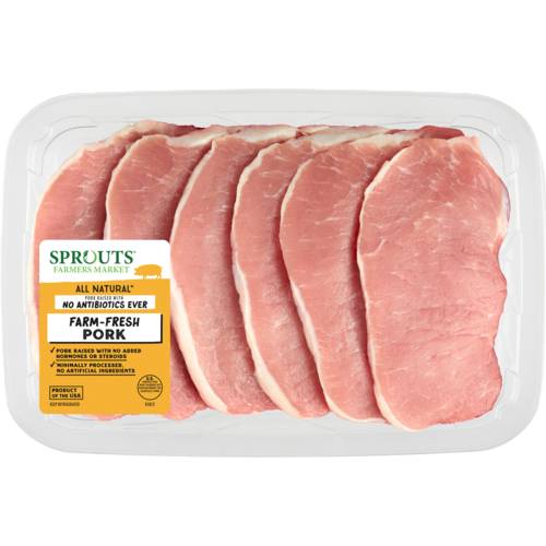 Sprouts Boneless Pork Loin Center Cut Thin Chops No Antibiotics Ever (Avg. 1.1lb)