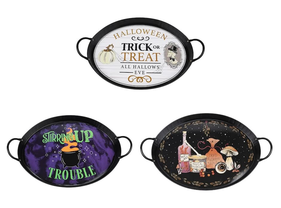 Halloween Themed Oval Tin Tray Decor