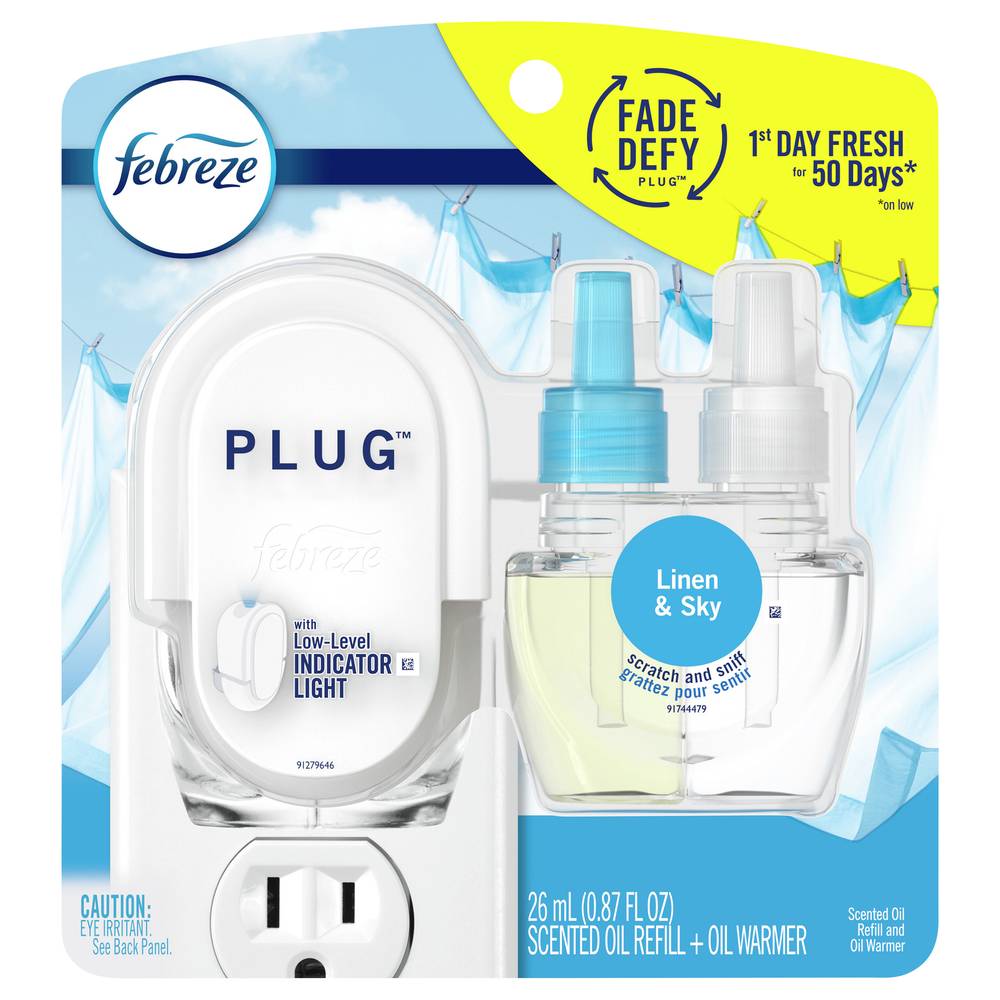 Febreze Plug Linen & Sky Scented Oil Refill & Oil Warmer (0.87 fl oz)