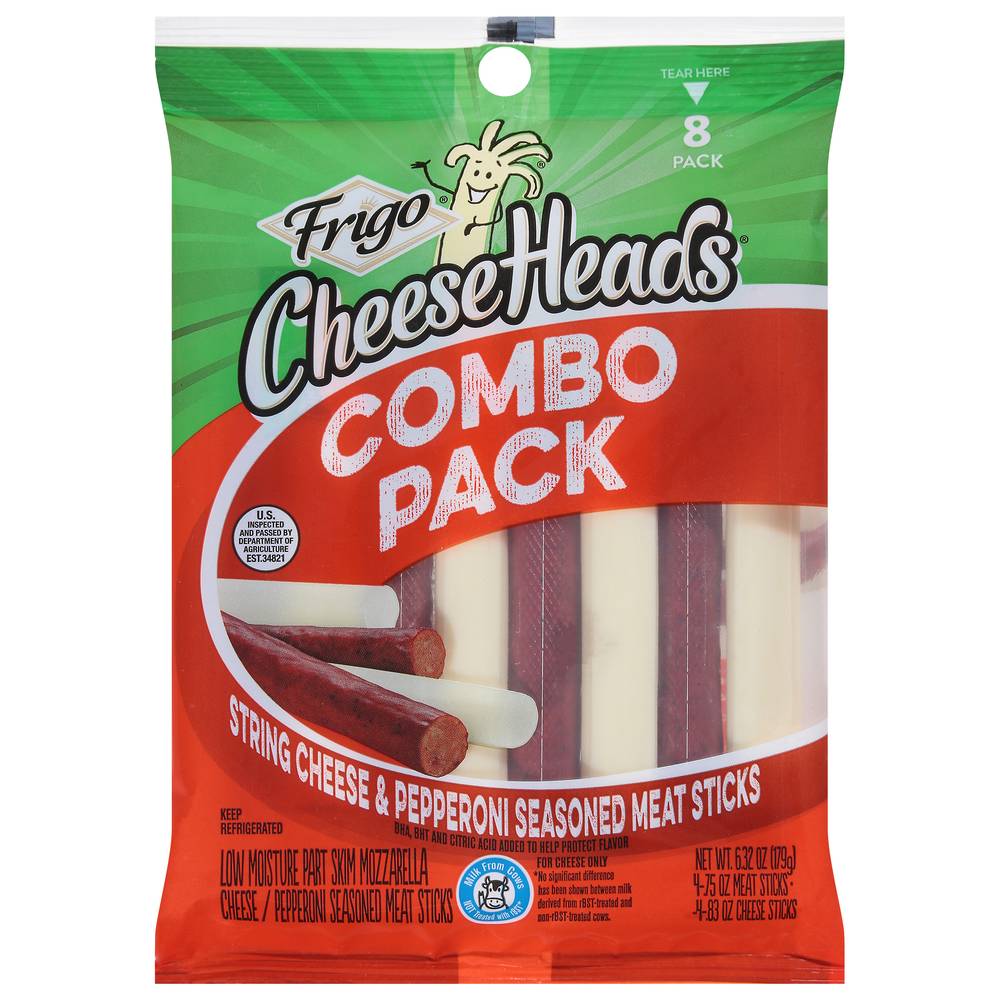 Frigo Cheese Heads Combo pack With Pepperoni Meat Sticks (8 ct)