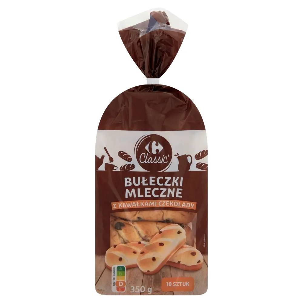 Carrefour Classic Bułeczki mleczne z kawałkami czekolady 350 g (10 sztuk)