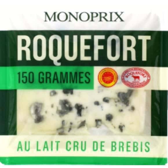 Monoprix Roquefort Aop Au Lait Cru De Brebis La Barquette De 150G