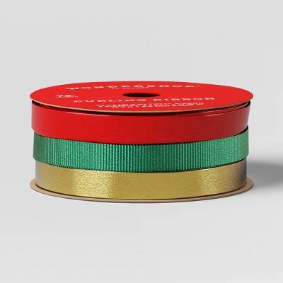 Wondershop Christmas Curl Gift Wrap Ribbon, 72 ft, Red-Green-Gold (3 ct)