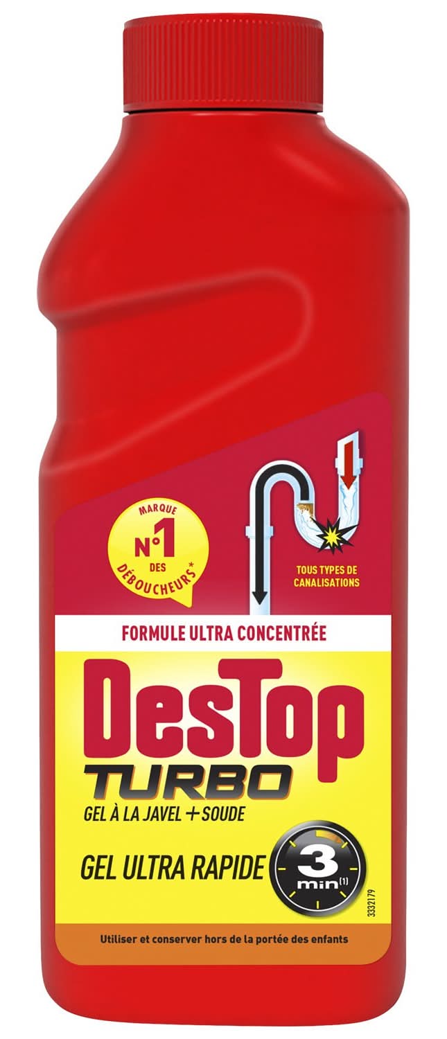 Déboucheur Surpuissant Gel Turbo Destop - le flacon de 500mL