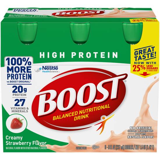 BOOST High Protein Nutritional Drink, Creamy Strawberry, 6 CT