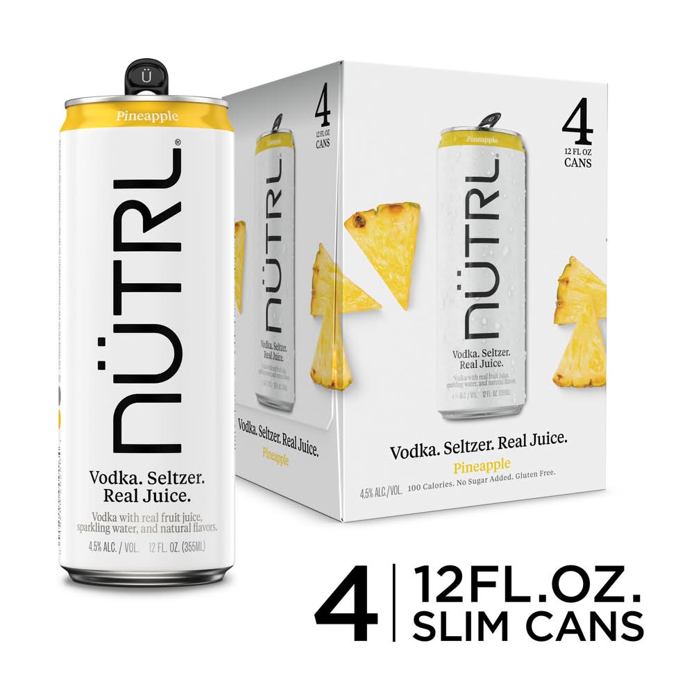 NÜTRL Pineapple Vodka Seltzer (4 x 12 fl oz)