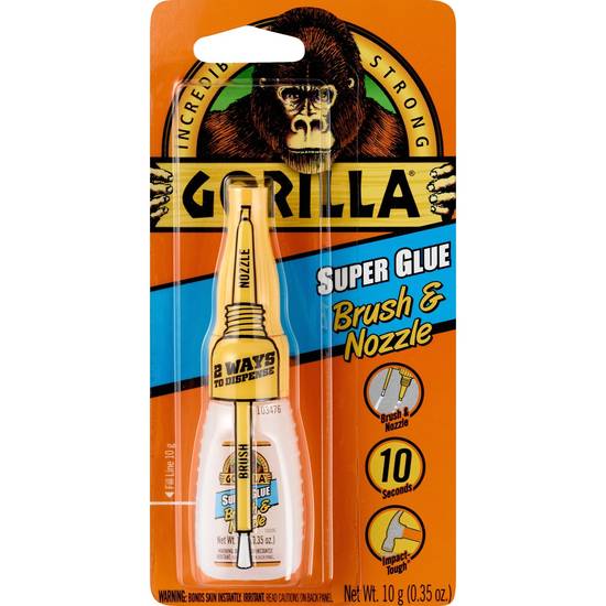 Gorilla Super Glue Brush & Nozzle, 10g
