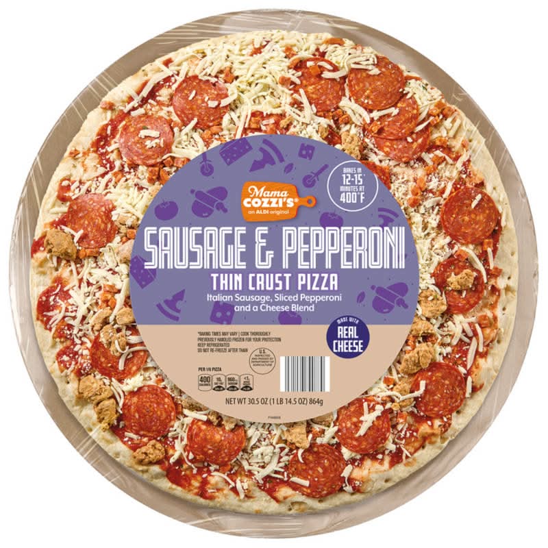 Mama Cozzi's Pizza Kitchen Take & Bake Thin Crust Deli Pizza, Sausage & Pepperoni (30.5 oz)