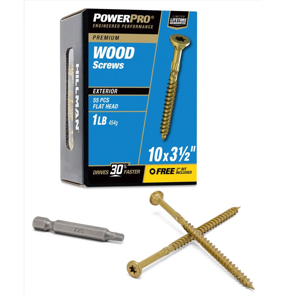 Hillman Power Pro No. 10 Ga. X 3-1/2 In. L Bronze Star Flat Head Premium Deck Screws 1 Lb 55 Pk