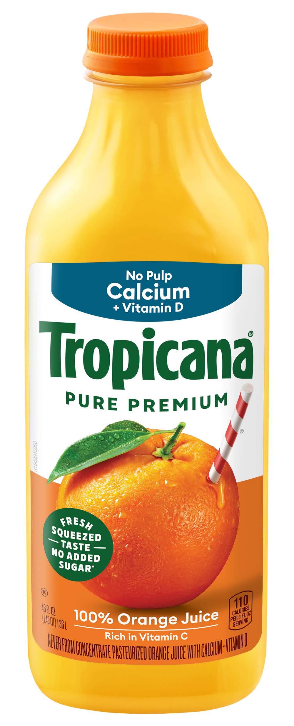 Tropicana Pure Premium No Pulp 100% Juice, Orange (46 fl oz)