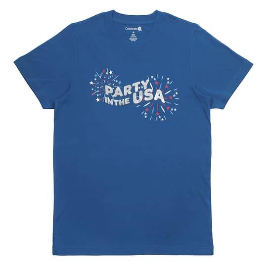 Blue Party In The Usa Adult Crew Neck T-Shirt By Celebrate It