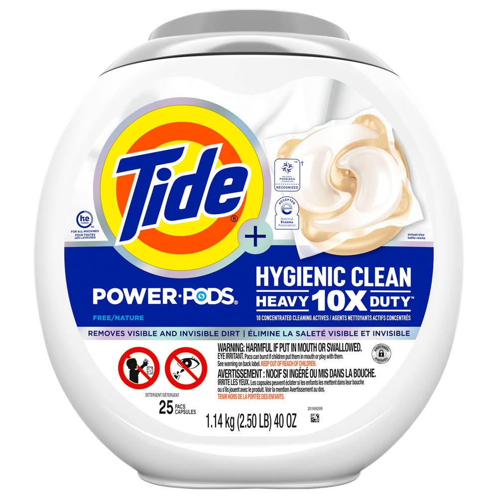 Tide Power Pods Hygienic Clean Heavy 10x Duty Laundry Detergent Pacs (40 oz, 25 ct)
