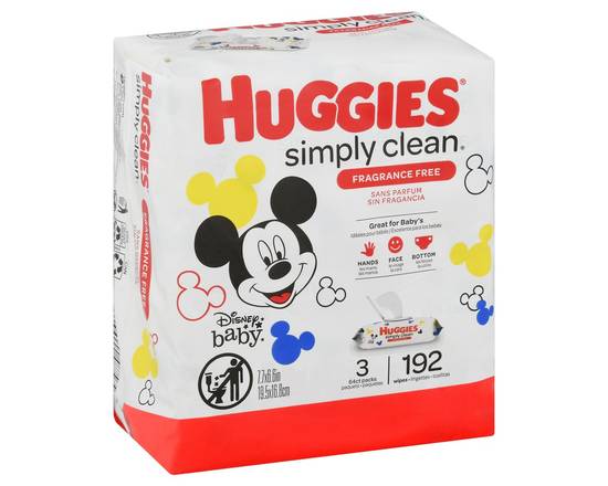 Huggies · Simply Clean Fragrance Free Wet Wipes (3 x 64 wipes)