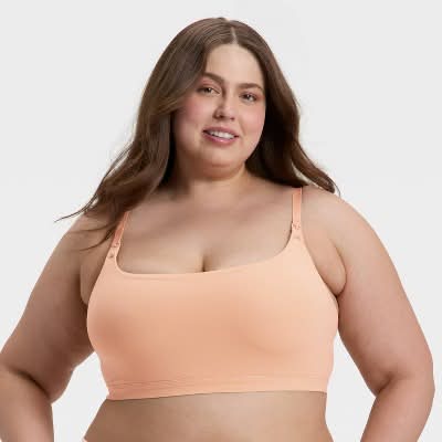 Auden Luxe Stretch Unlined Nursing Bralette, Women, M, Pearl Tan